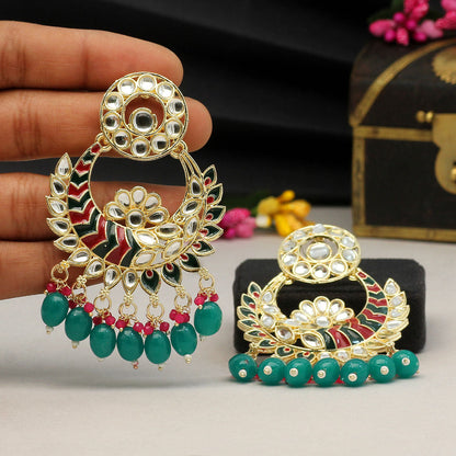 Green Color Meenakari Earrings (MKE1718GRN) - preyans.com