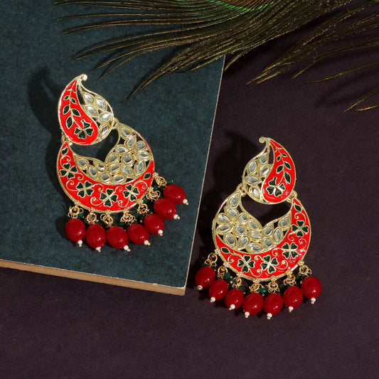 Red Color Meenakari Earrings (MKE1720RED) - preyans.com