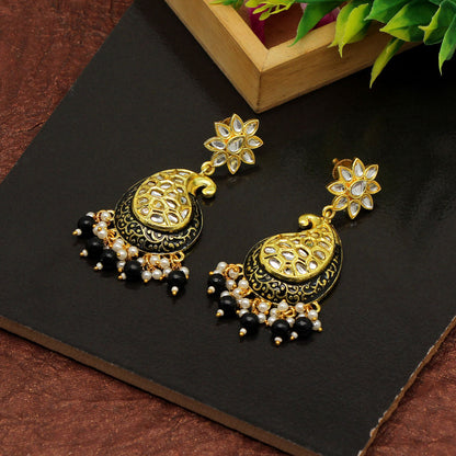 Black Color Meenakari Earrings (MKE1760BLK) - preyans.com