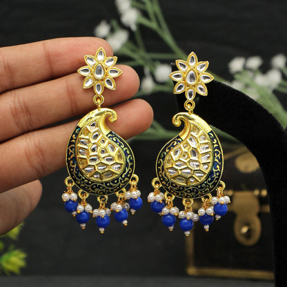 Blue Color Meenakari Earrings (MKE1760BLU) - preyans.com