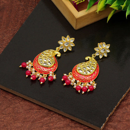 Rani Color Meenakari Earrings (MKE1760RNI) - preyans.com