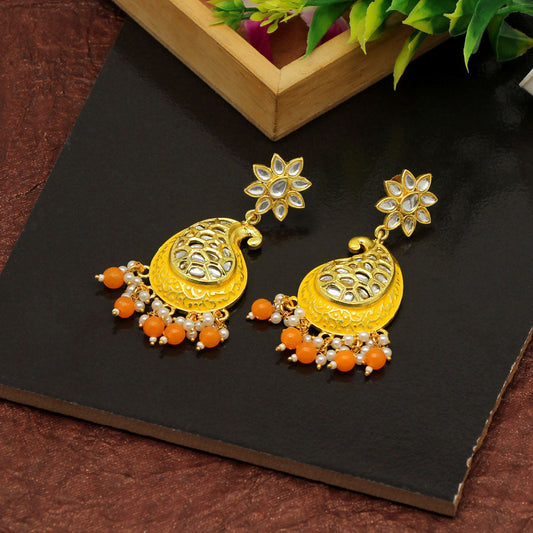 Yellow Color Meenakari Earrings (MKE1760YLW) - preyans.com