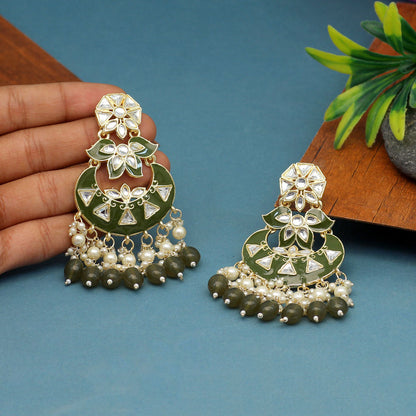 Mehandi Green Color Meenakari Earrings (MKE1764MGRN) - preyans.com