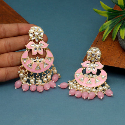 Pink Color Meenakari Earrings (MKE1764PNK) - preyans.com