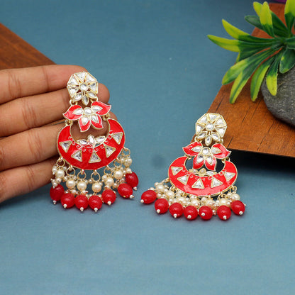 Red Color Meenakari Earrings (MKE1764RED) - preyans.com