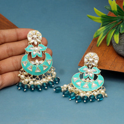 Rama Green Color Meenakari Earrings (MKE1764RGRN) - preyans.com