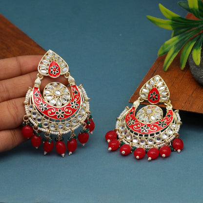 Red Color Meenakari Earrings (MKE1767RED) - preyans.com