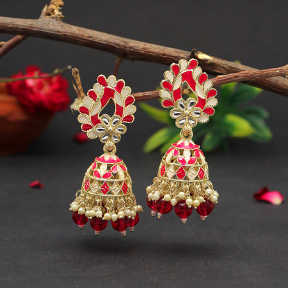 Rani Color Meenakari Earrings (MKE1771RNI) - preyans.com