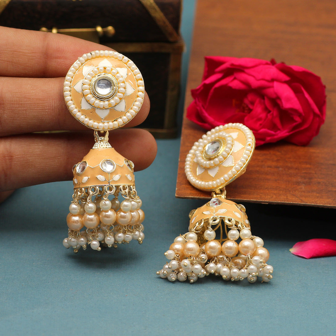 Beige Color Meenakari Earrings (MKE1774BEG) - preyans.com