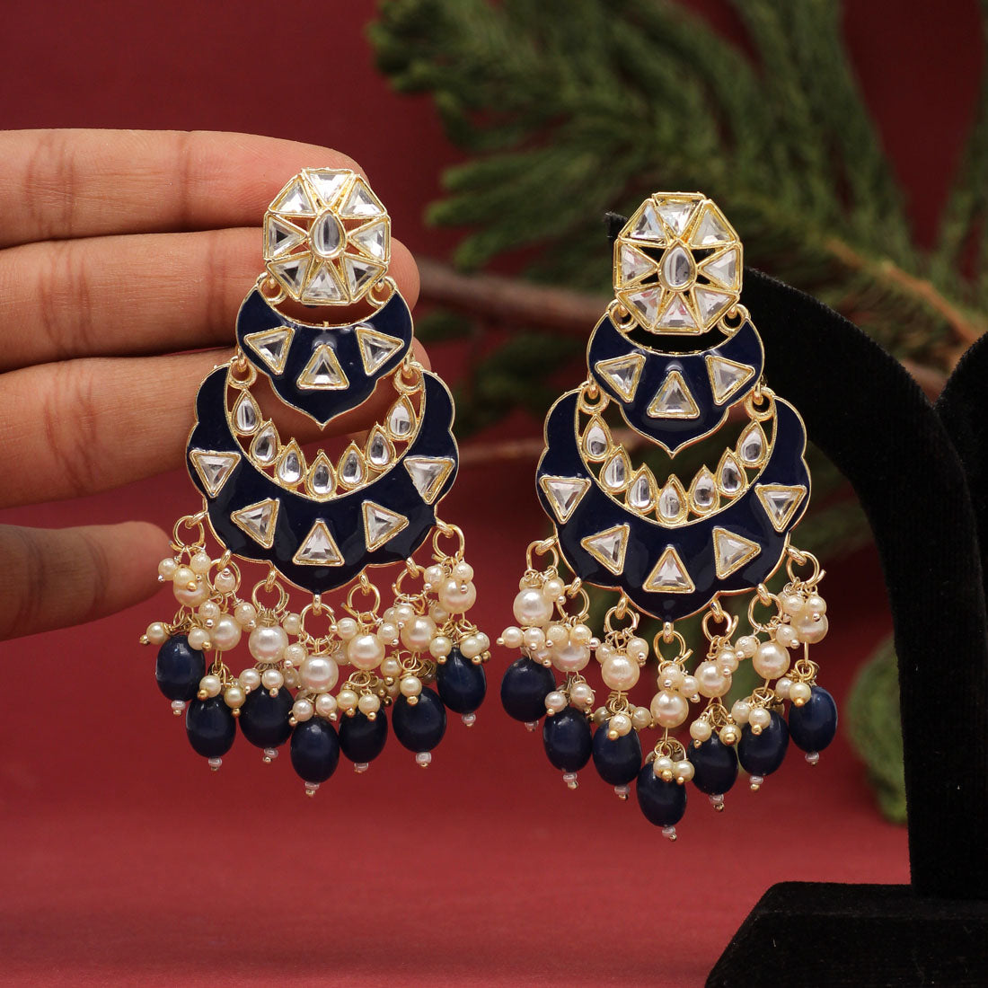 Blue Color Meenakari Earrings (MKE1778BLU) - preyans.com