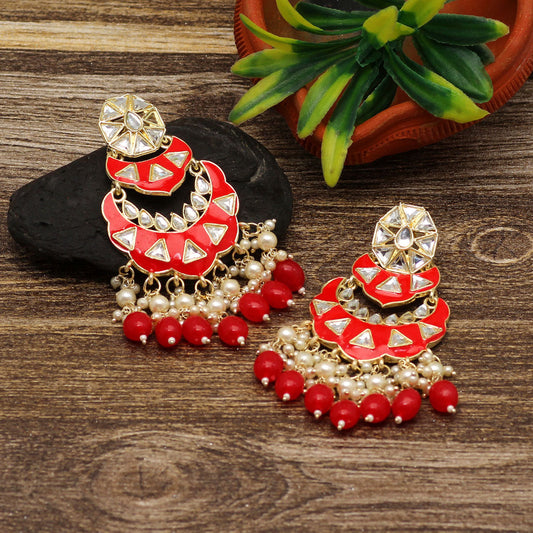 Red Color Meenakari Earrings (MKE1778RED) - preyans.com