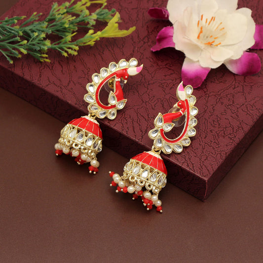 Red Color Meenakari Earrings (MKE1786RED) - preyans.com