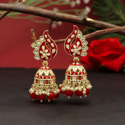 Red Color Meenakari Earrings (MKE1787RED) - preyans.com