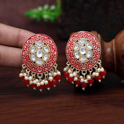 Red Color Meenakari Earrings (MKE1902RED) - preyans.com