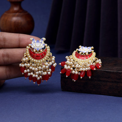 Red Color Meenakari Earrings (MKE1919RED) - preyans.com