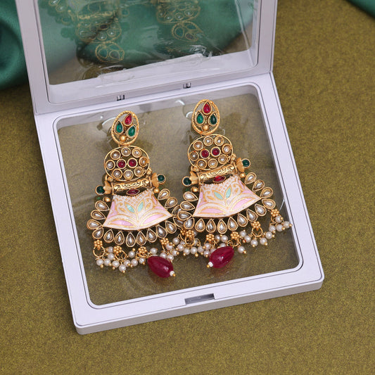 Rani & Green Color Meenakari Earrings (MKE1964RNIGRN) - Preyans.com