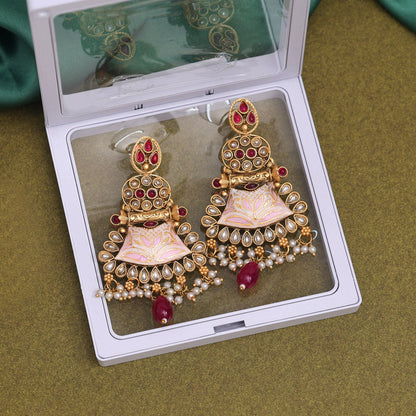 Rani Color Meenakari Earrings (MKE1964RNI) - Preyans.com