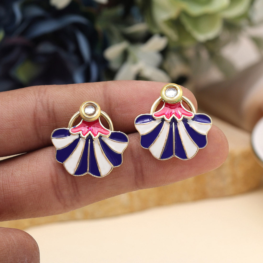 Blue Color Meenakari Earrings (MKE1975BLU) - preyans.com