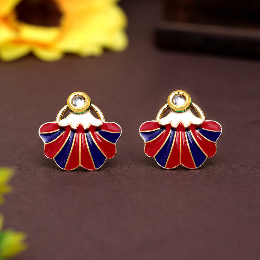 Maroon Color Meenakari Earrings (MKE1975MRN) - preyans.com