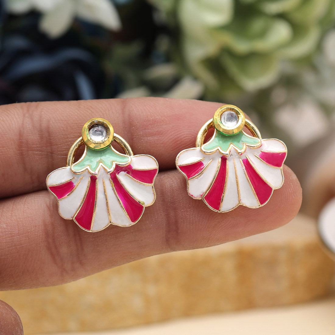 Rani Color Meenakari Earrings (MKE1975RNI) - preyans.com