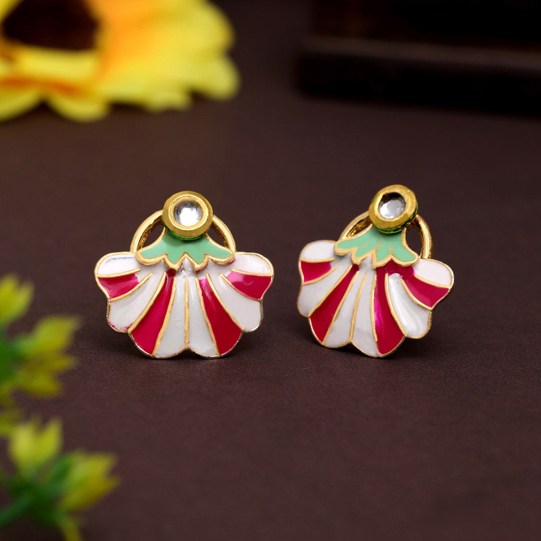 Rani Color Meenakari Earrings (MKE1975RNI) - preyans.com