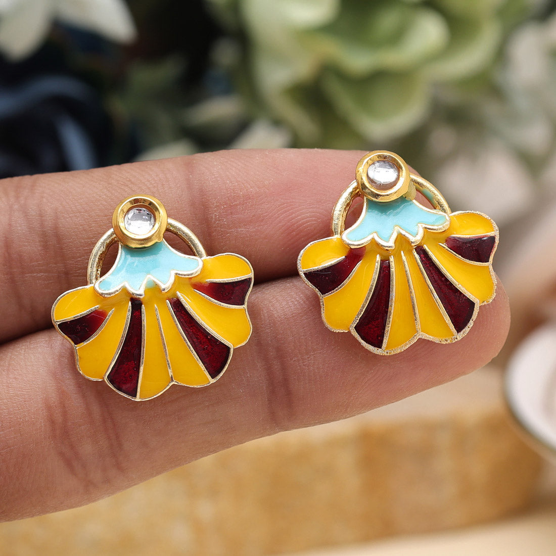 Yellow Color Meenakari Earrings (MKE1975YLW) - preyans.com