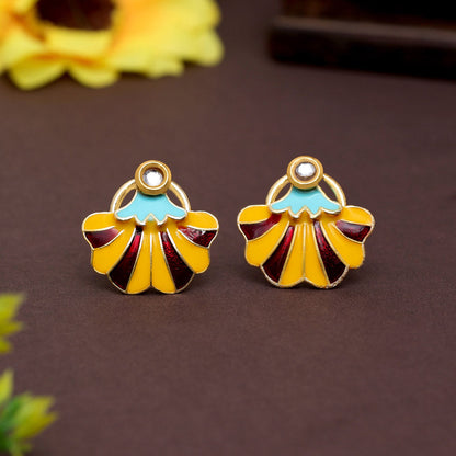 Yellow Color Meenakari Earrings (MKE1975YLW) - preyans.com