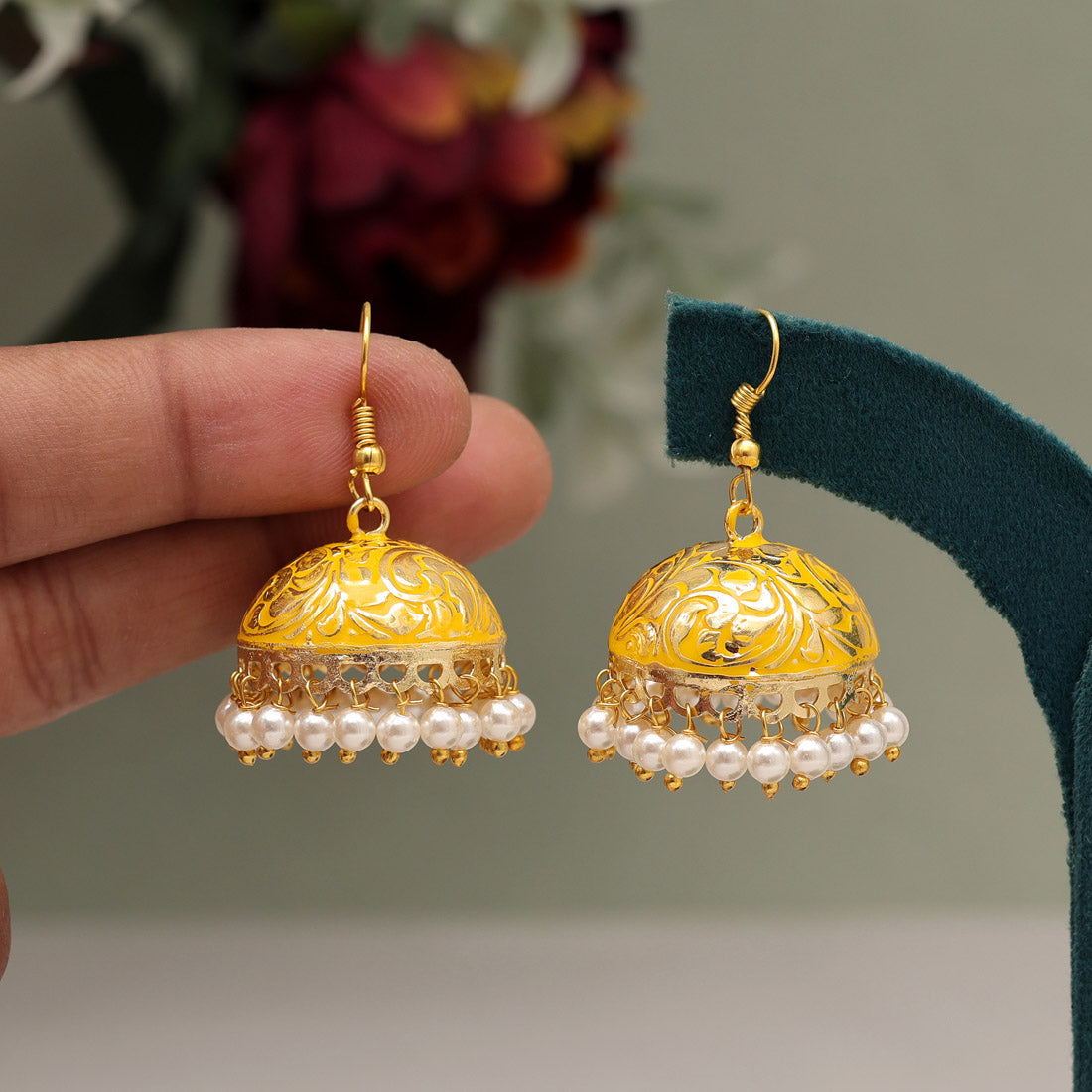 Yellow Color Meenakari Earrings (MKE1978YLW) - preyans.com