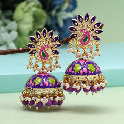 Purple Color Meenakari Earrings (MKE1981PRP) - preyans.com