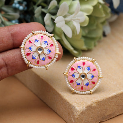 Pink Color Meenakari Earrings (MKE1984PNK) - preyans.com