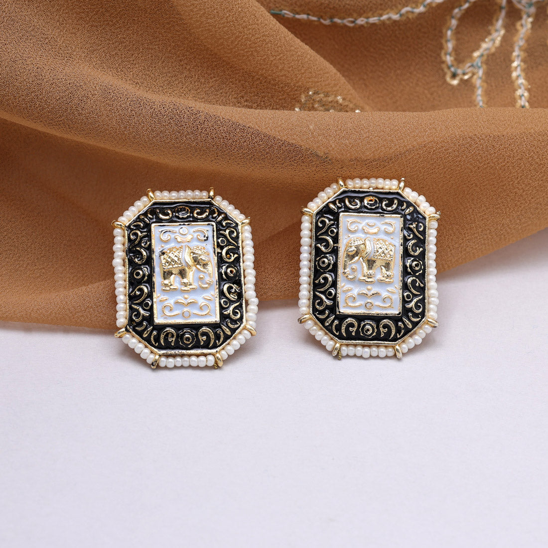 Black Color Meenakari Earrings (MKE1985BLK) - preyans.com