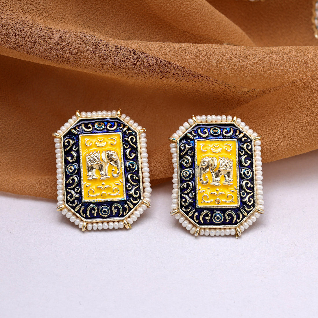 Blue Color Meenakari Earrings (MKE1985BLU) - preyans.com