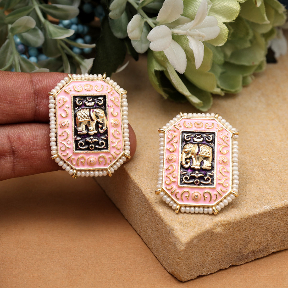 Pink Color Meenakari Earrings (MKE1985PNK) - preyans.com