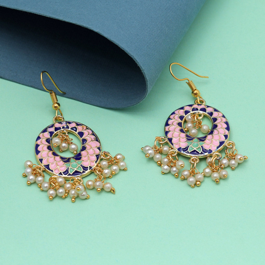 Pink Color Meenakari Earrings (MKE1986PNK) - preyans.com