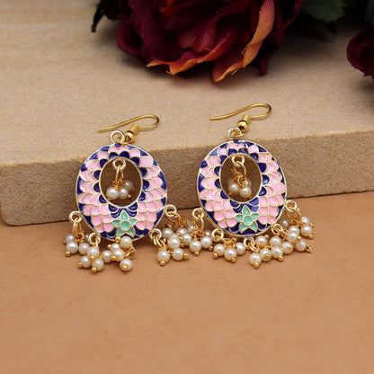 Pink Color Meenakari Earrings (MKE1986PNK) - preyans.com