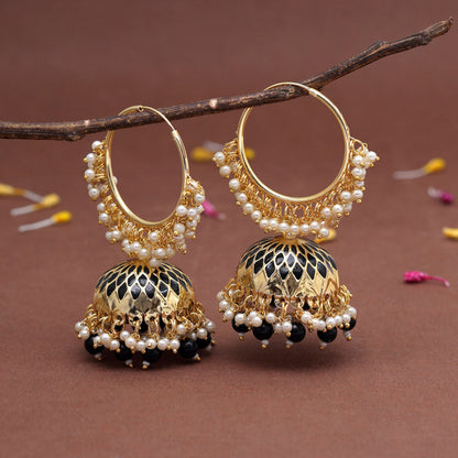 Black Color Meenakari Earrings (MKE1987BLK) - preyans.com