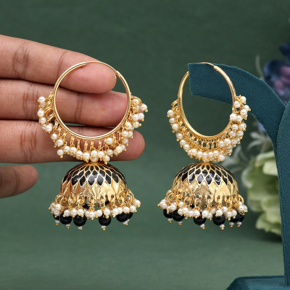 Black Color Meenakari Earrings (MKE1987BLK) - preyans.com