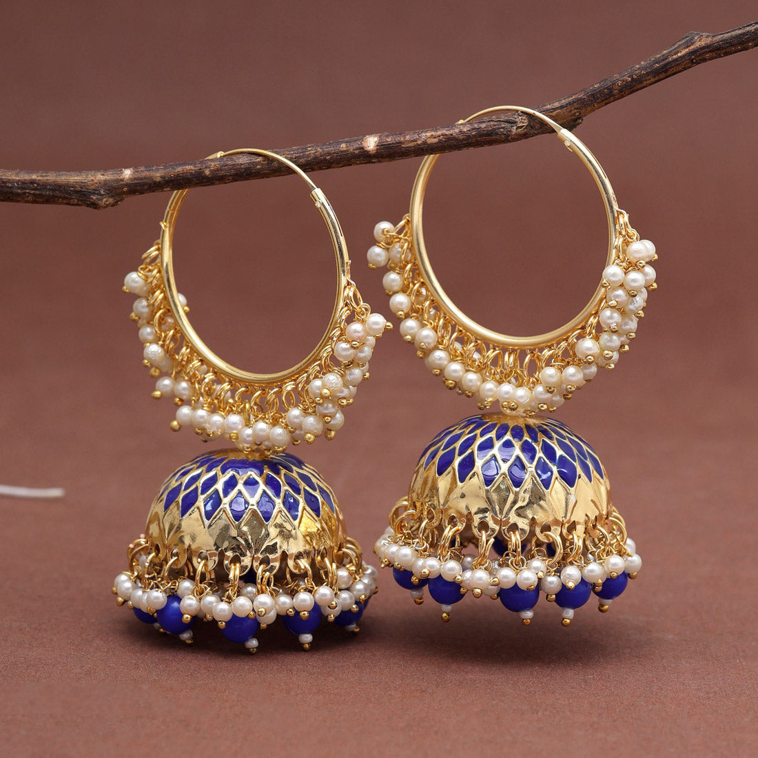 Blue Color Meenakari Earrings (MKE1987BLU) - preyans.com