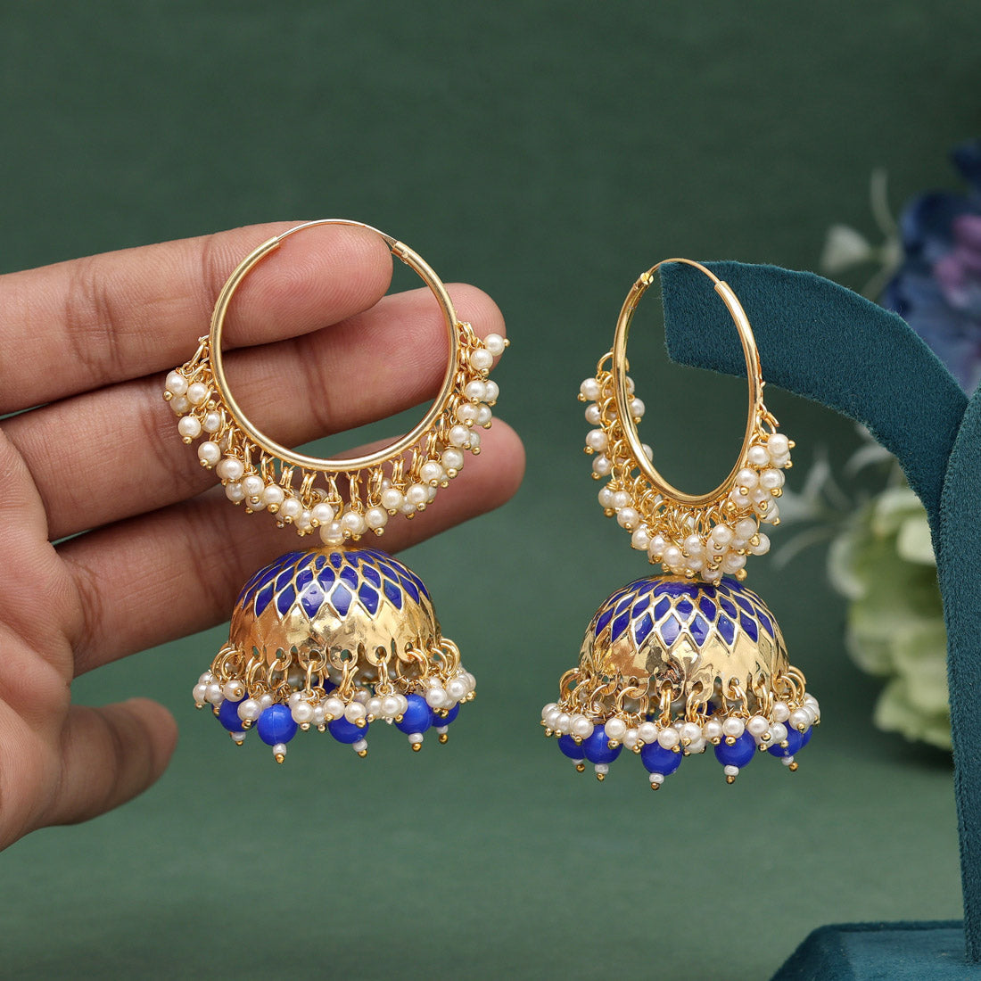 Blue Color Meenakari Earrings (MKE1987BLU) - preyans.com