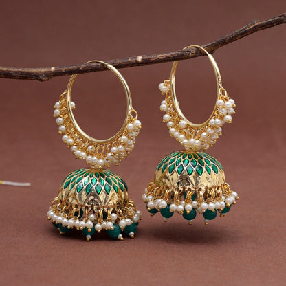 Green Color Meenakari Earrings (MKE1987GRN) - preyans.com