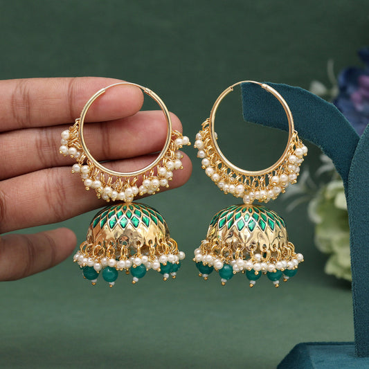 Green Color Meenakari Earrings (MKE1987GRN) - preyans.com