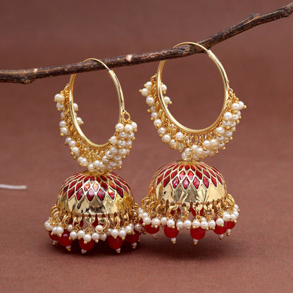 Red Color Meenakari Earrings (MKE1987RED) - preyans.com