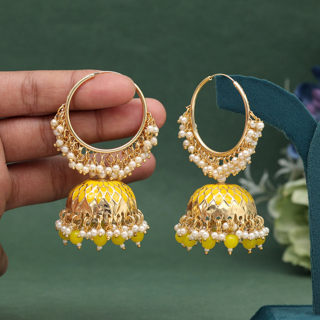 Yellow Color Meenakari Earrings (MKE1987YLW) - preyans.com