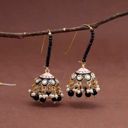 Black Color Meenakari Earrings (MKE1988BLK) - preyans.com