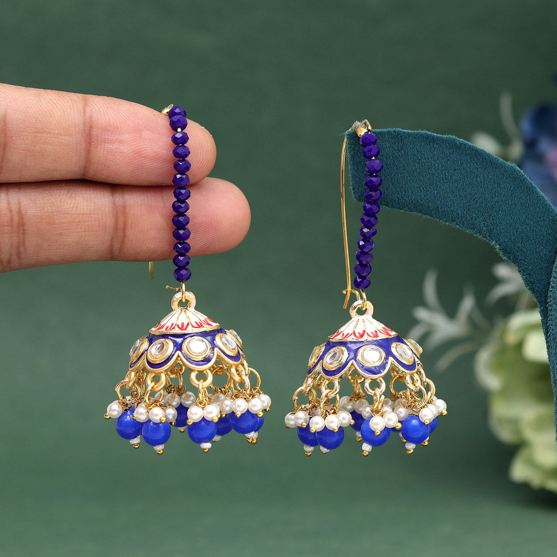 Blue Color Meenakari Earrings (MKE1988BLU) - preyans.com