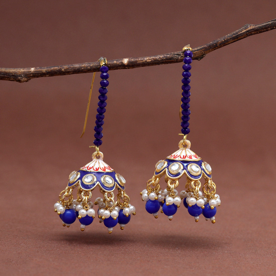 Blue Color Meenakari Earrings (MKE1988BLU) - preyans.com