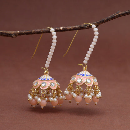 Peach Color Meenakari Earrings (MKE1988PCH) - preyans.com