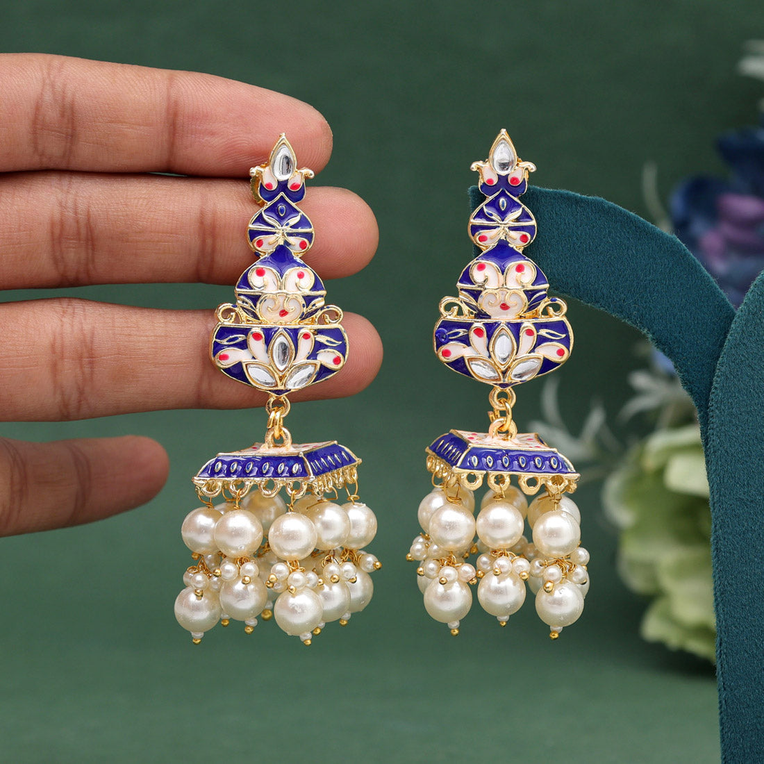 Blue Color Meenakari Earrings (MKE1989BLU) - preyans.com