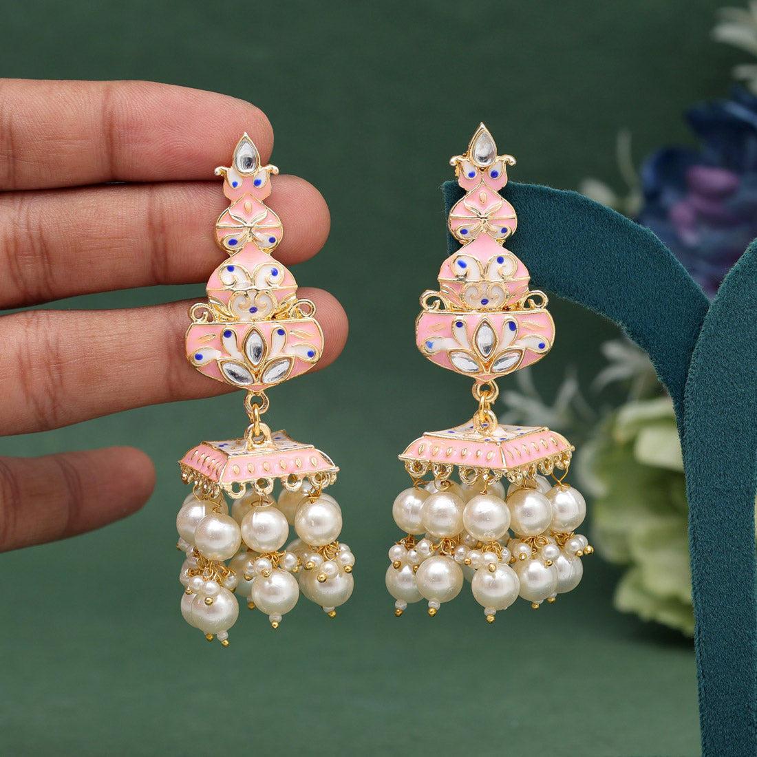 Pink Color Meenakari Earrings (MKE1989PNK) - preyans.com