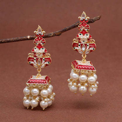 Red Color Meenakari Earrings (MKE1989RED) - preyans.com